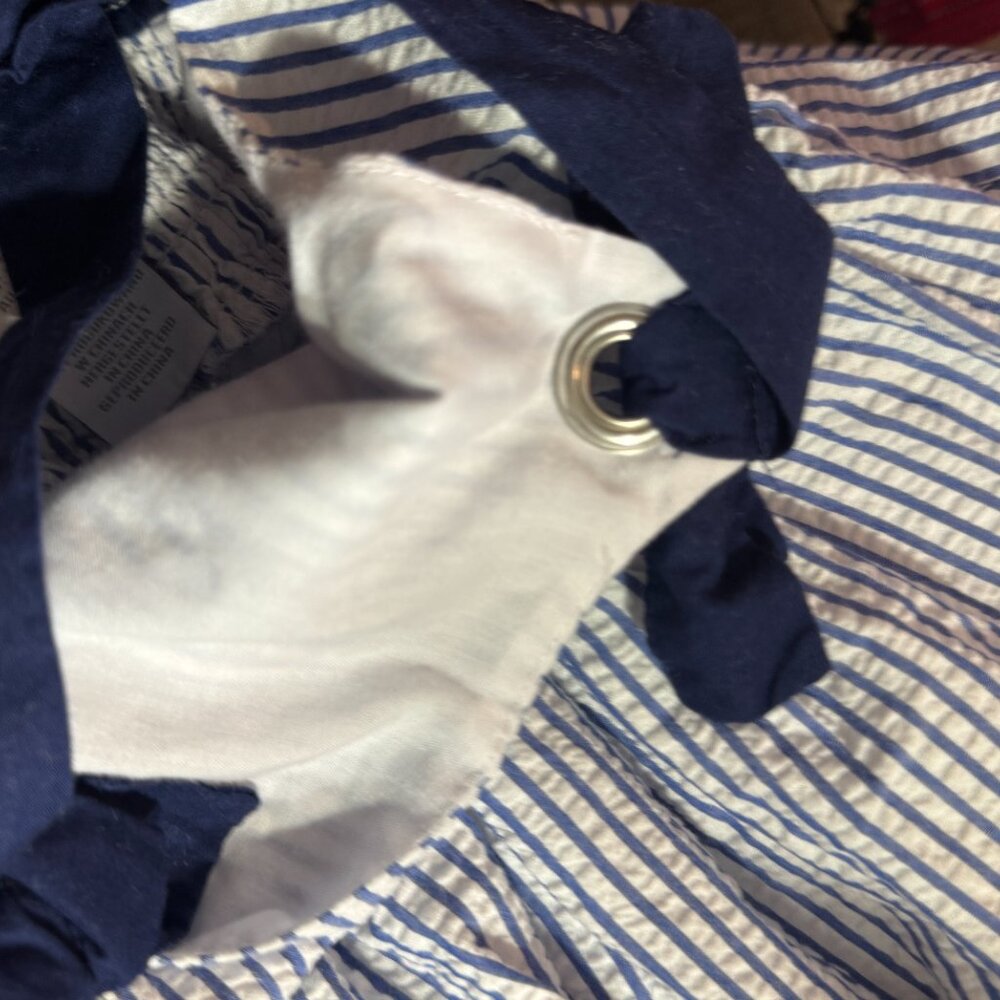 Tahari Girls Seersucker Anchor Nautical Dress Blue White Size 6 - Picture 3 of 8